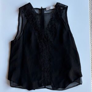 Sandro black silk lace top